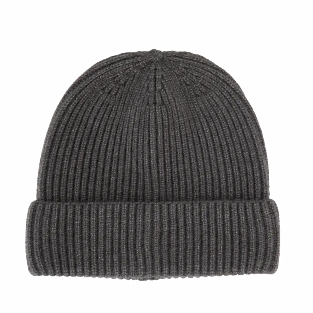 Gebreide muts met omslag - K-up Gold Label, deep grey heather — productfoto 8