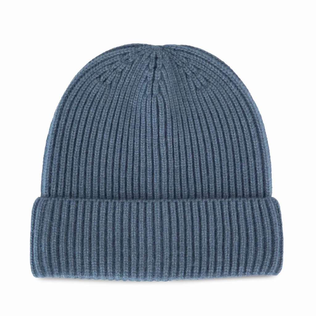 Gebreide muts met omslag - K-up Gold Label, largo blue heather — productfoto 9