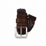 Gevlochten, tweekleurige riem, dark brown / light navy — productfoto 2