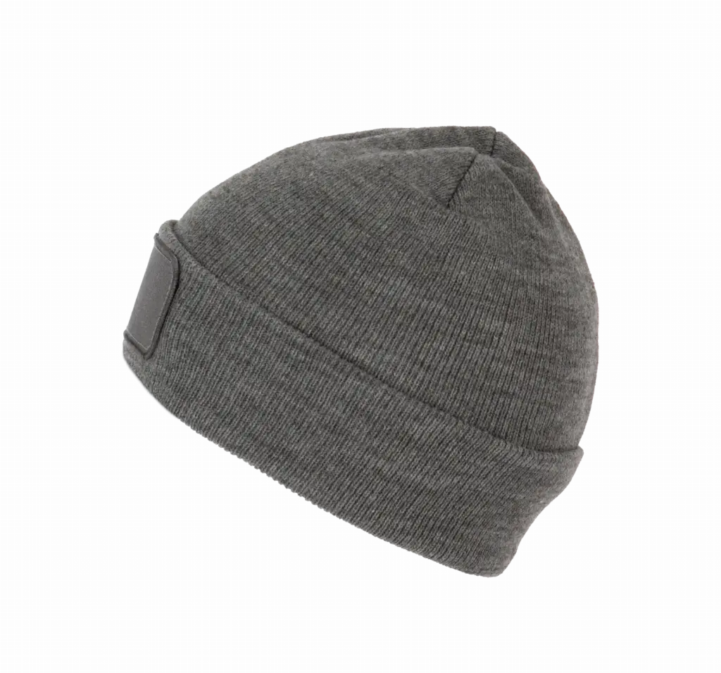 Gerecyclede muts met patch en Thinsulate™-voering, grey heather — productfoto 9