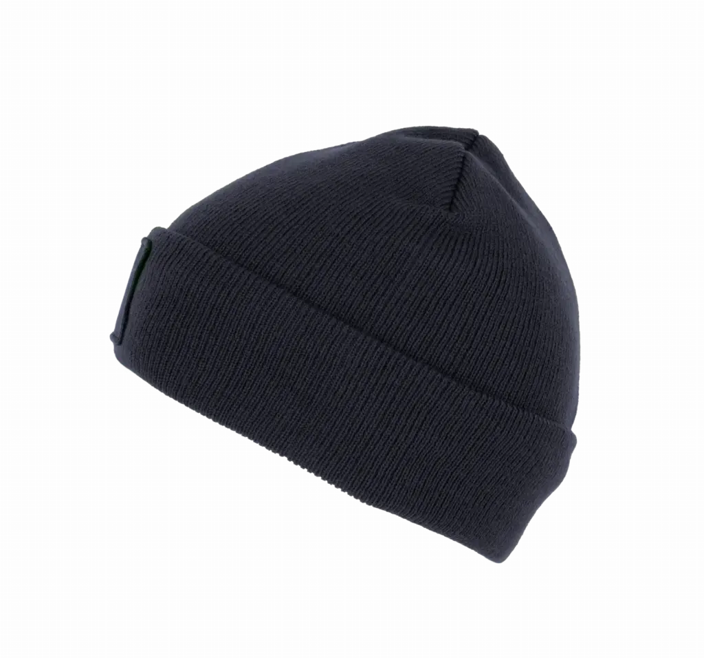 Gerecyclede muts met patch en Thinsulate™-voering, navy — productfoto 10