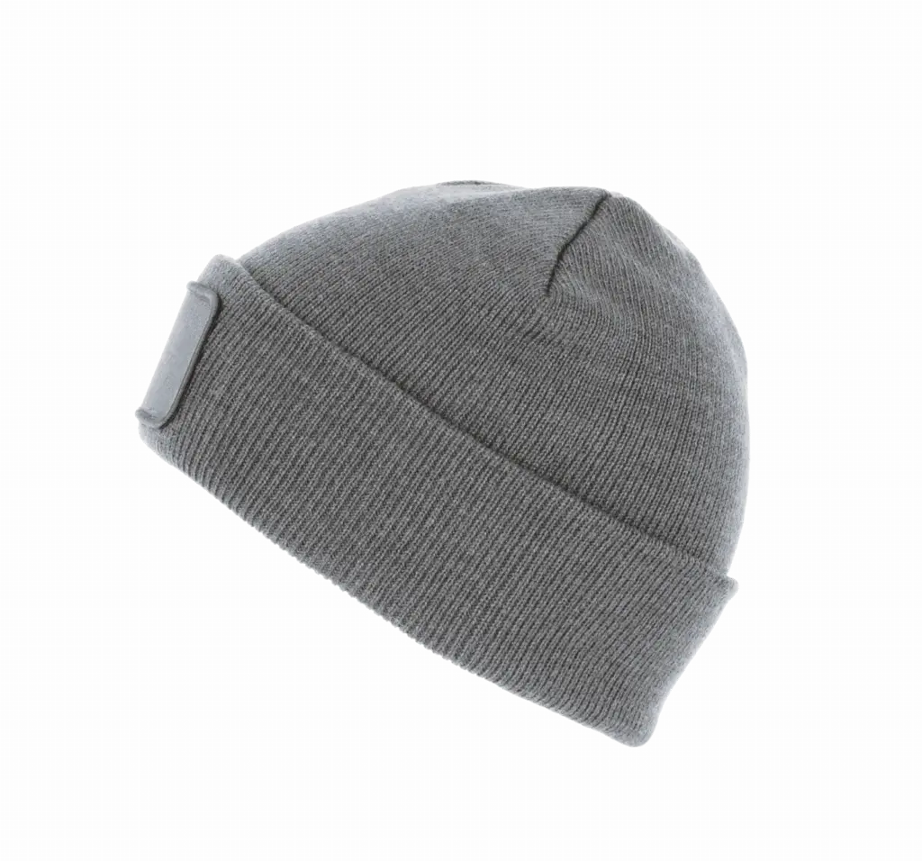 Gerecyclede muts met patch en Thinsulate™-voering, oxford grey — productfoto 11