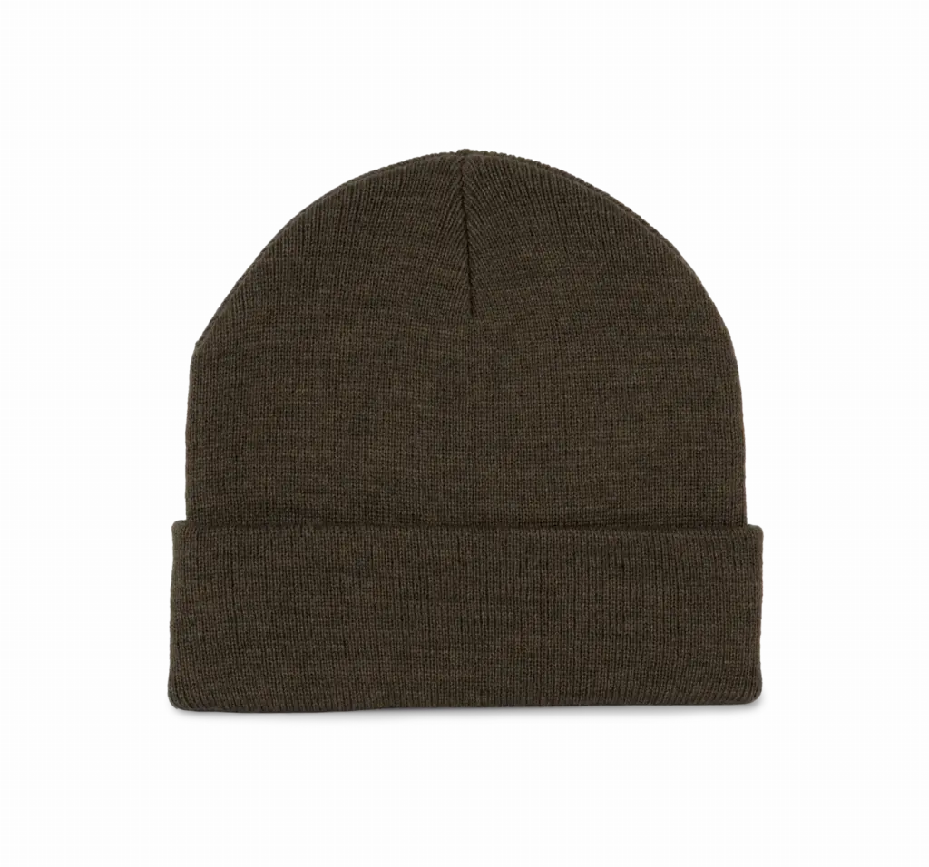 Gerecyclede muts met gebreide omslag, dark khaki — productfoto 8