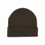 Gerecyclede muts met gebreide omslag, dark khaki — productfoto 8