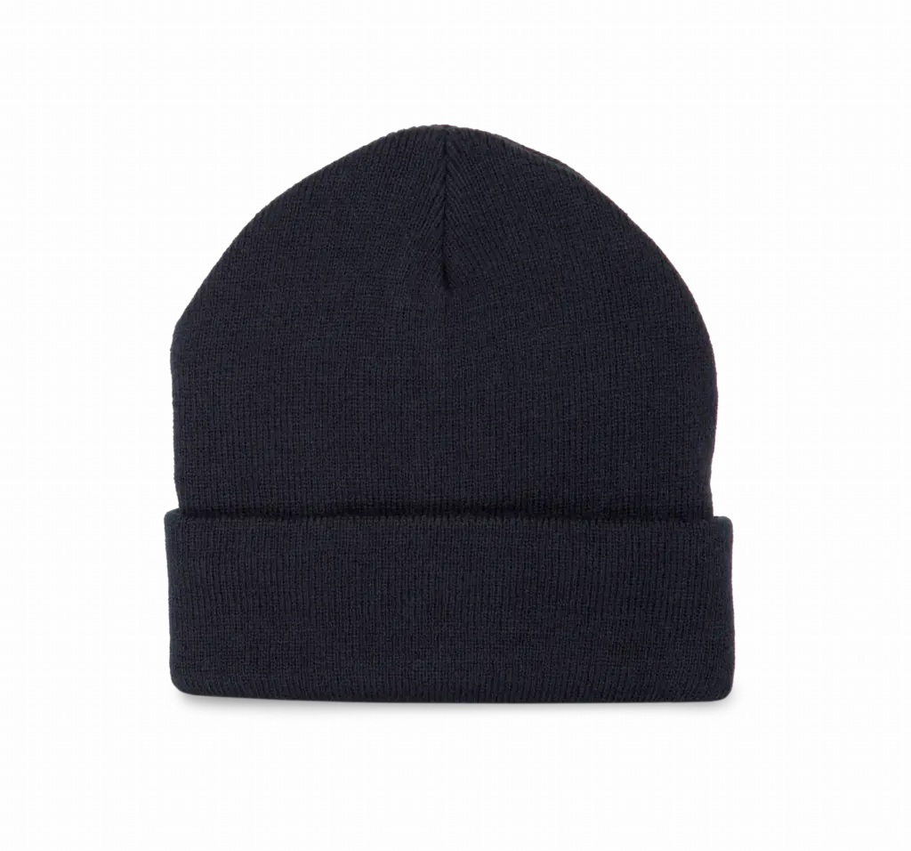 Gerecyclede muts met gebreide omslag, navy — productfoto 11