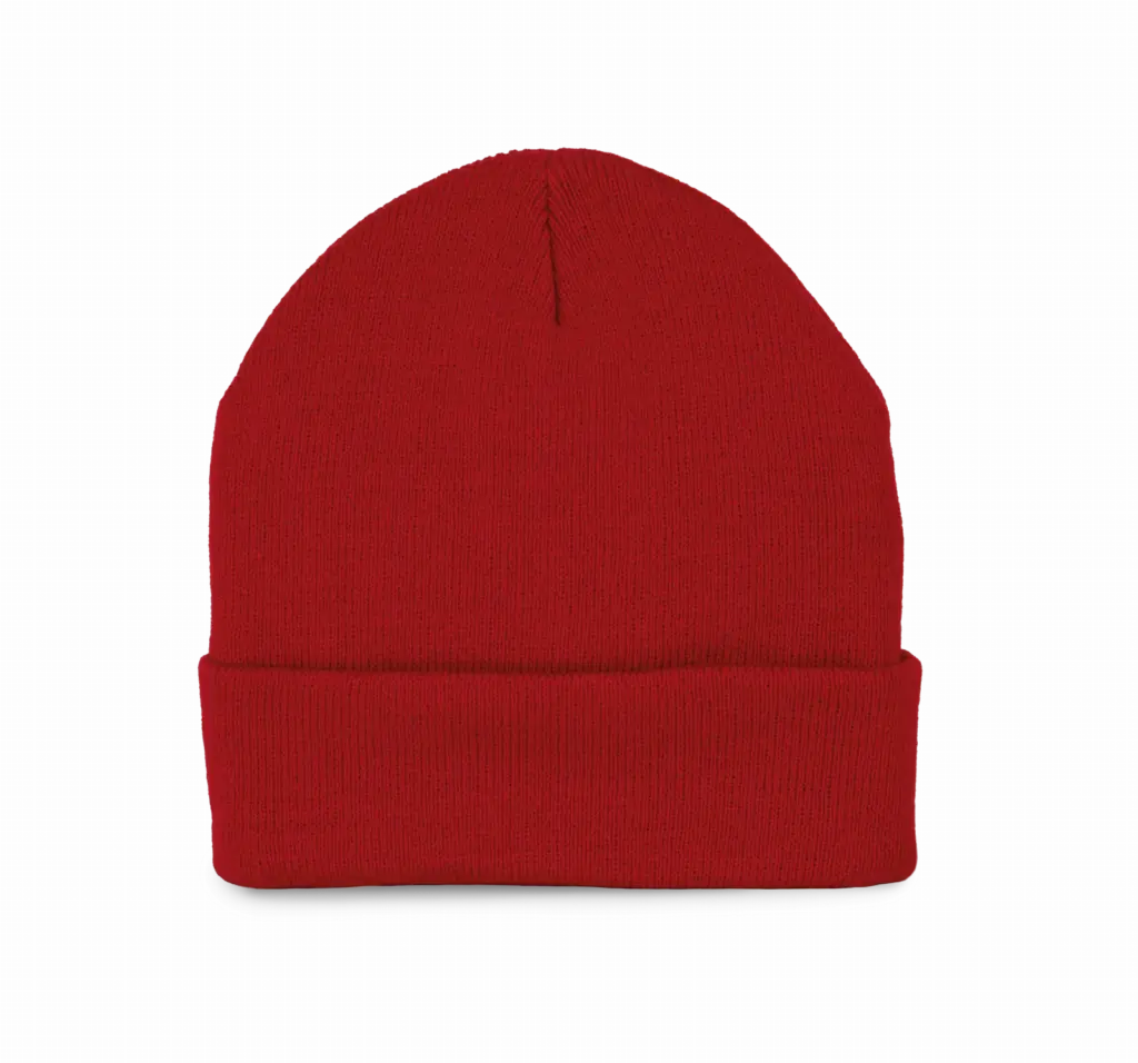 Gerecyclede muts met gebreide omslag, red — productfoto 13