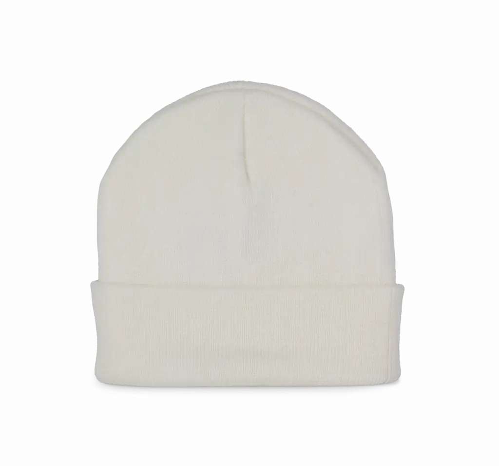 Gerecyclede muts met gebreide omslag, white — productfoto 15