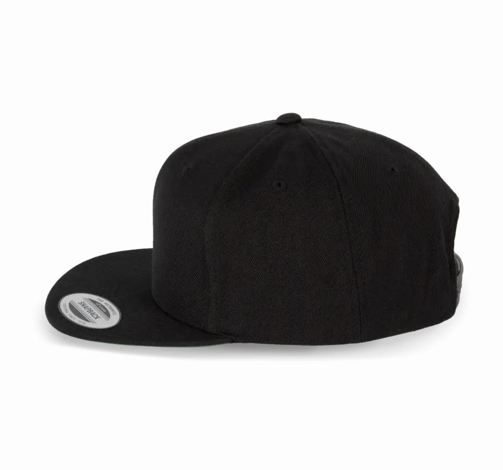PS_KP910-S_BLACK - Hidalgo-werbeartikel Flexfit pet met platte zonneklep - 6 panelen, black — productfoto 5
