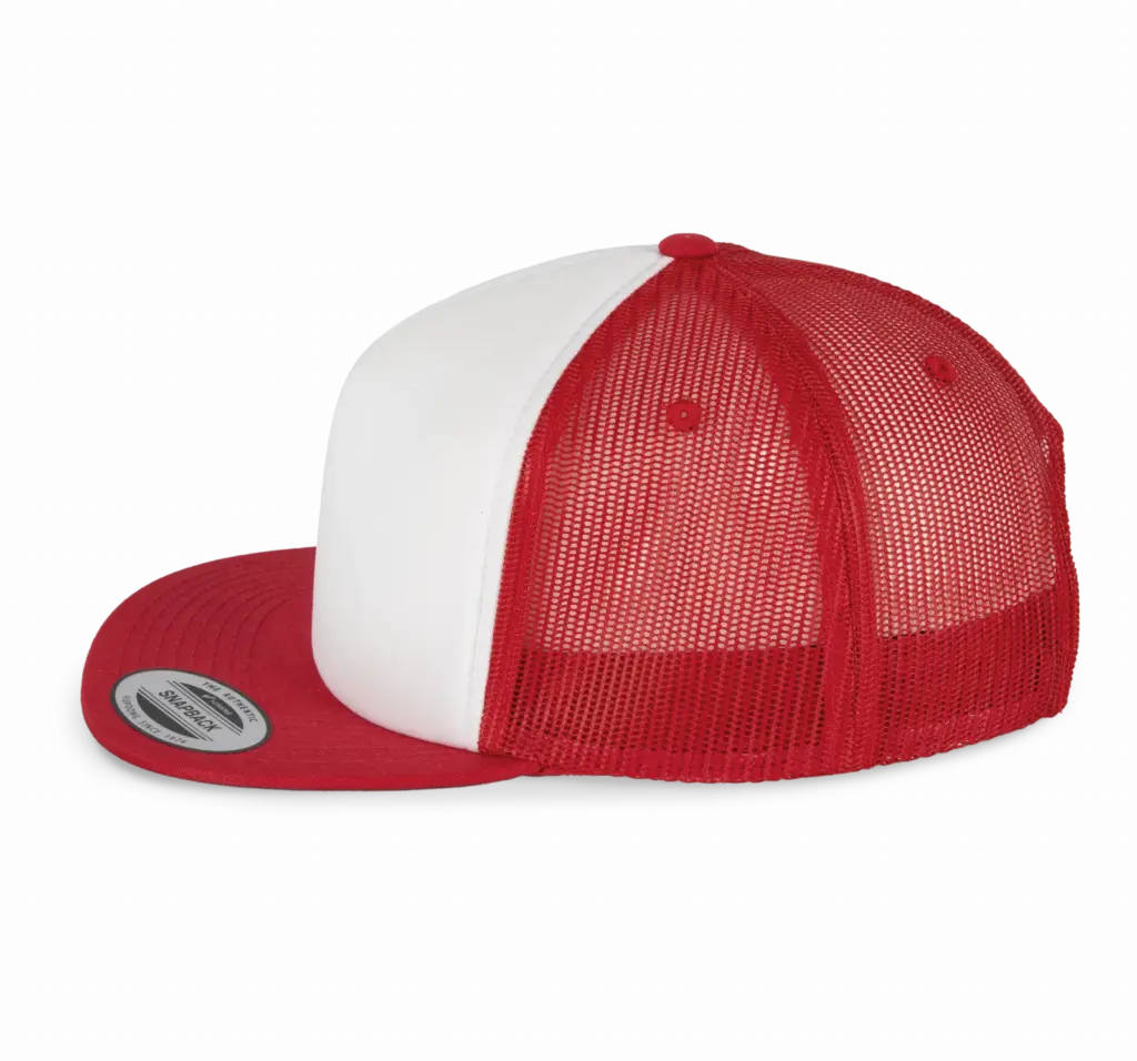 PS_KP911-S_RED-WHITE - Hidalgo-werbeartikel Klassieke Flexfit Truckerpet - 5 panelen — productfoto 8