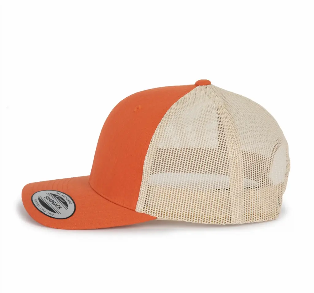 PS_KP912-S_RUSTICORANGE-BEIGE - Hidalgo-werbeartikel Flexfit Truckerpet retromodel - 6 panelen, rustic orange / beige — productfoto 11
