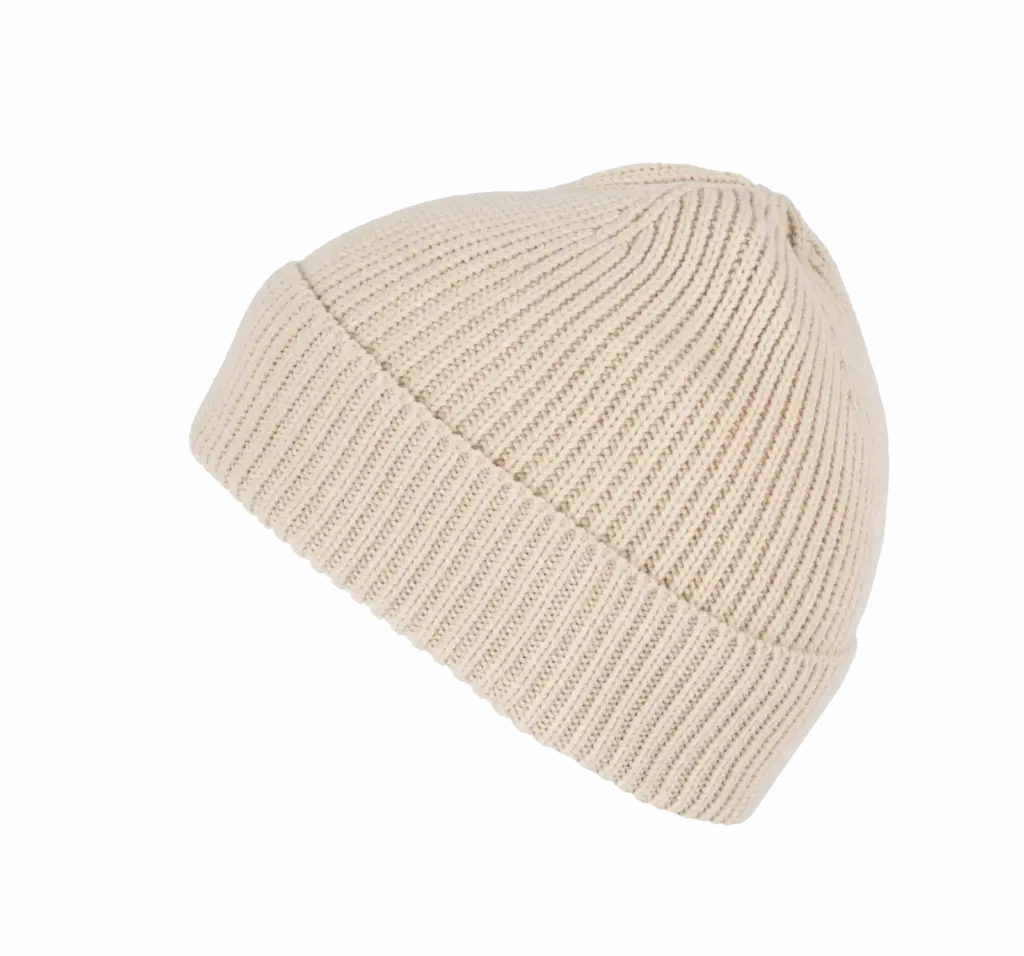 Geribde muts met omslag, light sand — productfoto 6