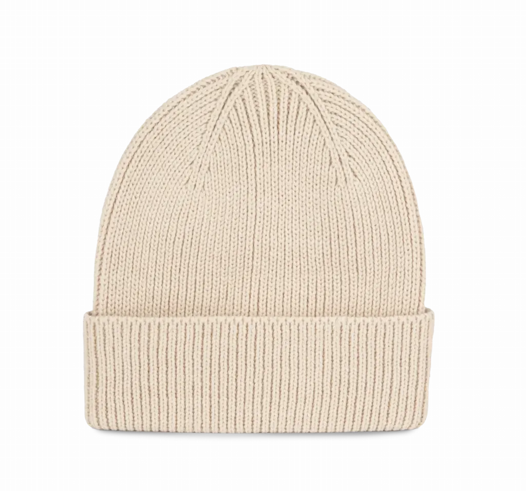 Geribde muts met omslag, light sand — productfoto 7