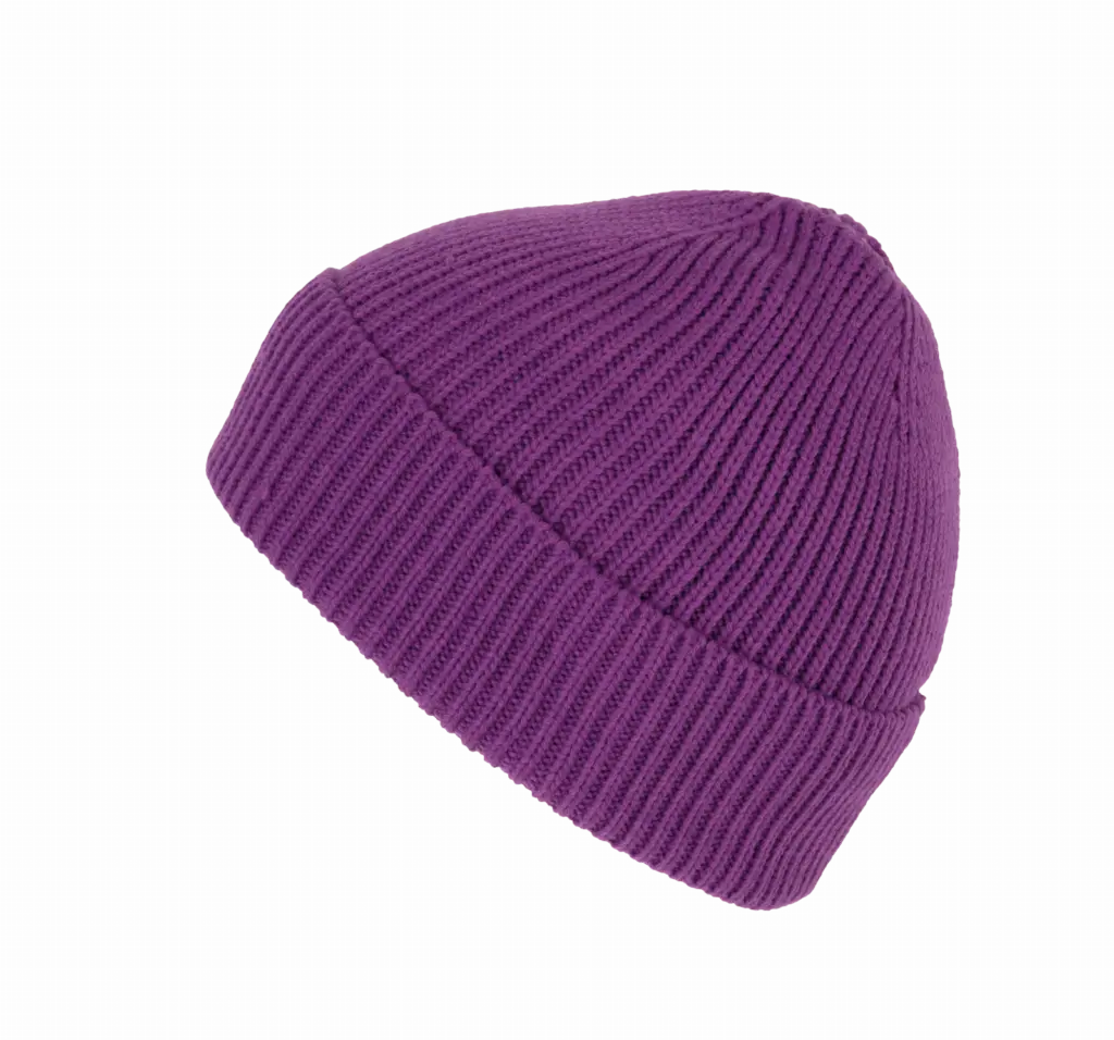 Geribde muts met omslag, mauve — productfoto 7