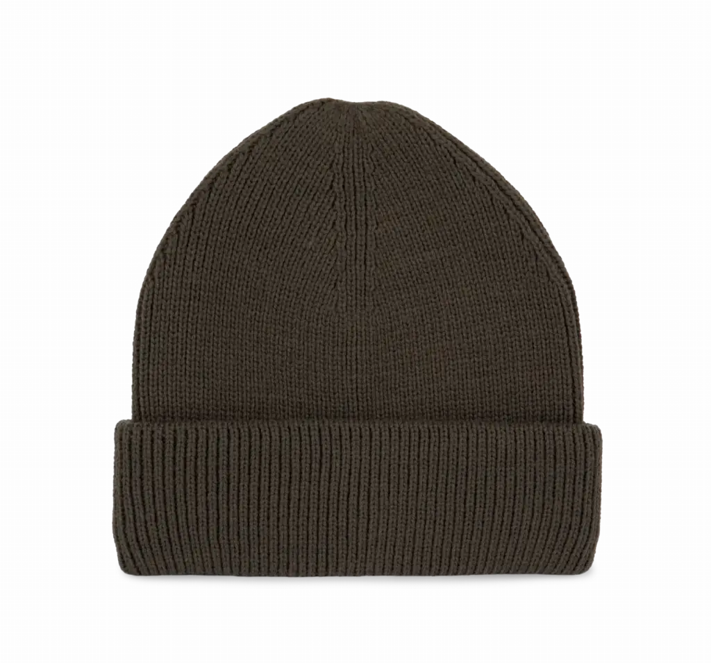 Geribde muts met dubbele omslag, algae green — productfoto 6