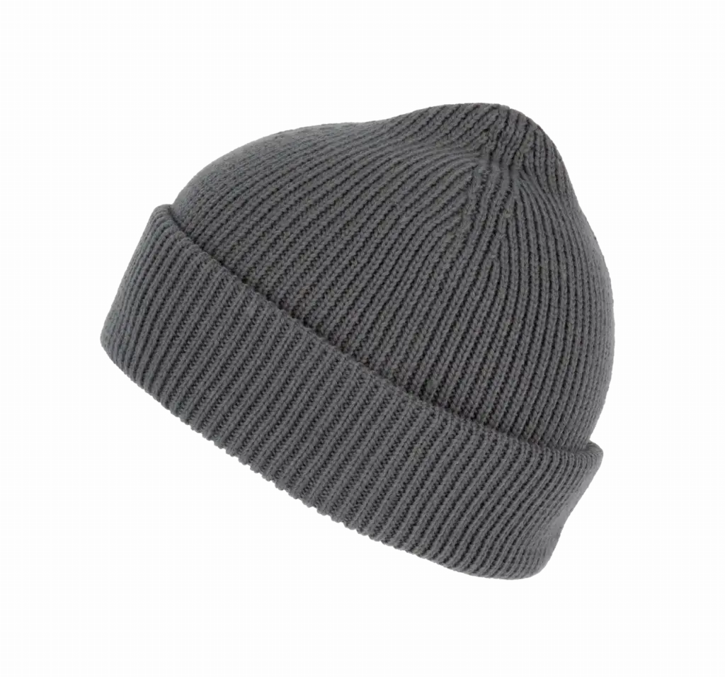 Geribde muts met dubbele omslag, cement grey — productfoto 7