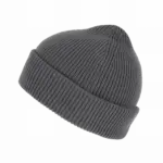 Geribde muts met dubbele omslag, cement grey — productfoto 7