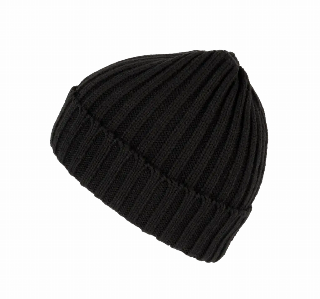 Dubbel geribde muts met omslag, black — productfoto 6