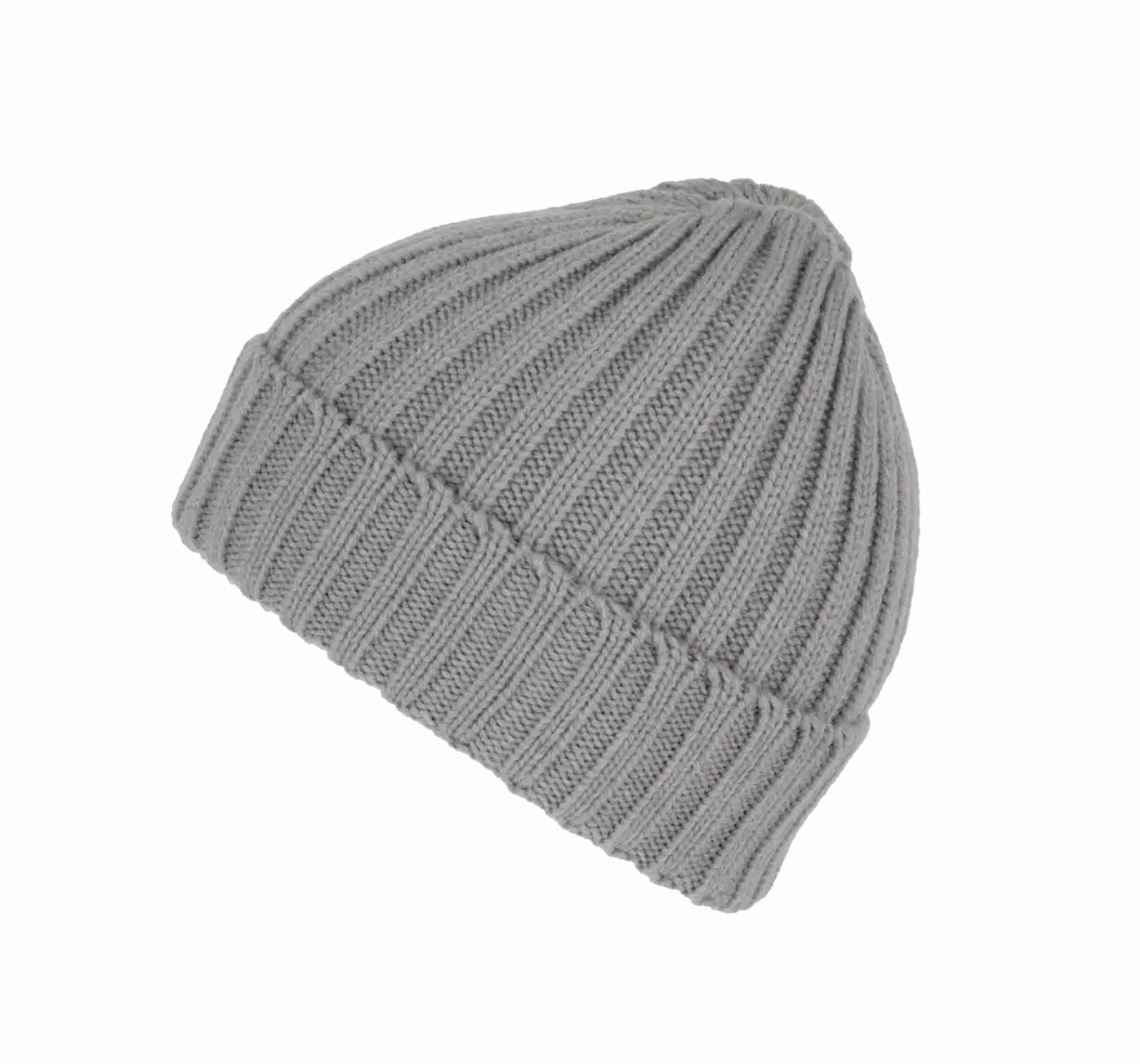 Dubbel geribde muts met omslag, granite grey — productfoto 7
