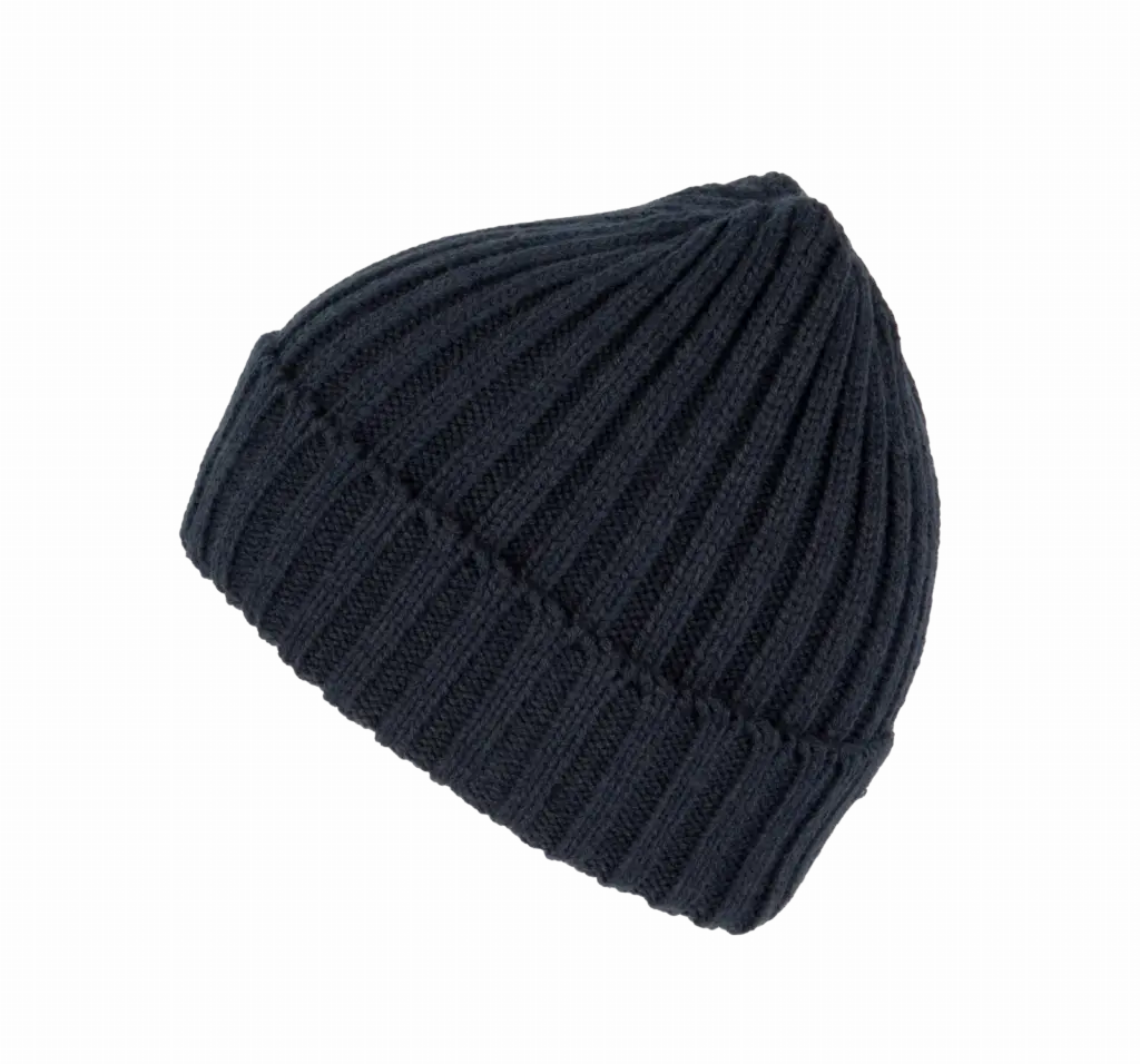 Dubbel geribde muts met omslag, navy — productfoto 9