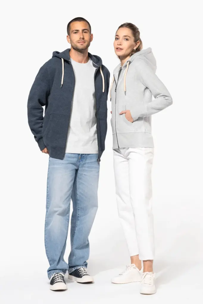Vintage herensweater met rits en capuchon — productfoto 3