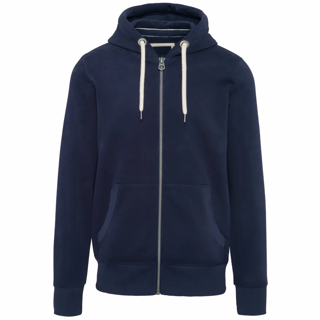 Vintage herensweater met rits en capuchon, vintage navy — productfoto 5