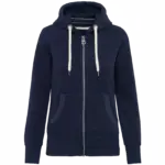 Vintage damessweater met rits en capuchon, vintage navy — productfoto 4