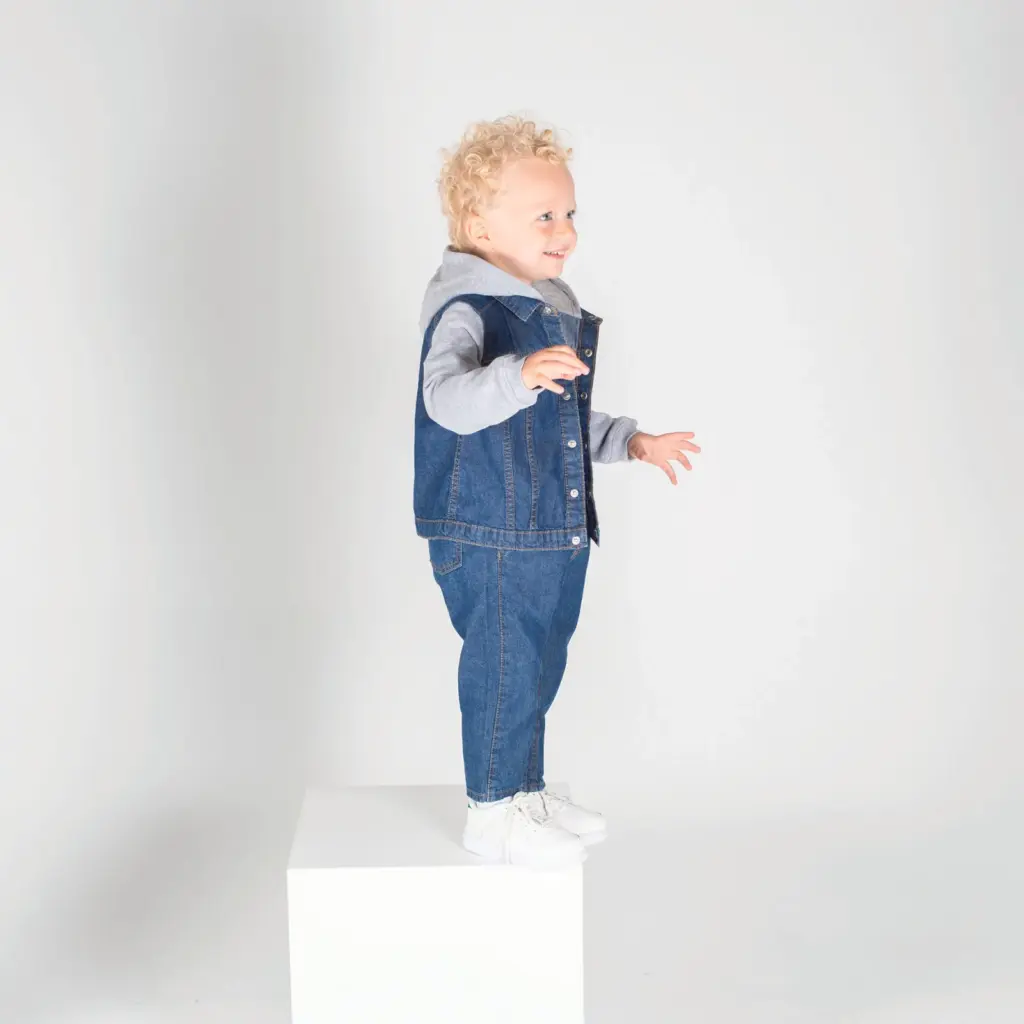 LW750_2025 - Hidalgo-werbeartikel Jeansjasje met capuchon voor kinderen