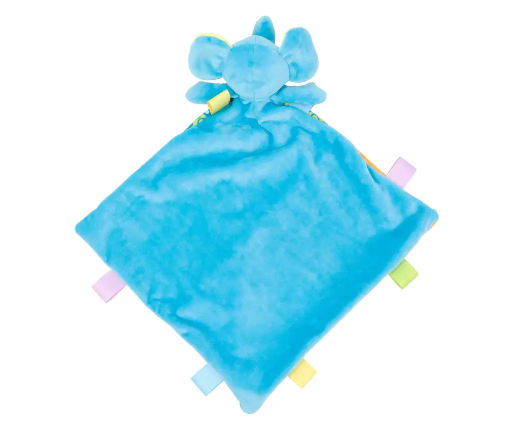 Veelkleurig plat knuffeldoekje olifant — productfoto 2