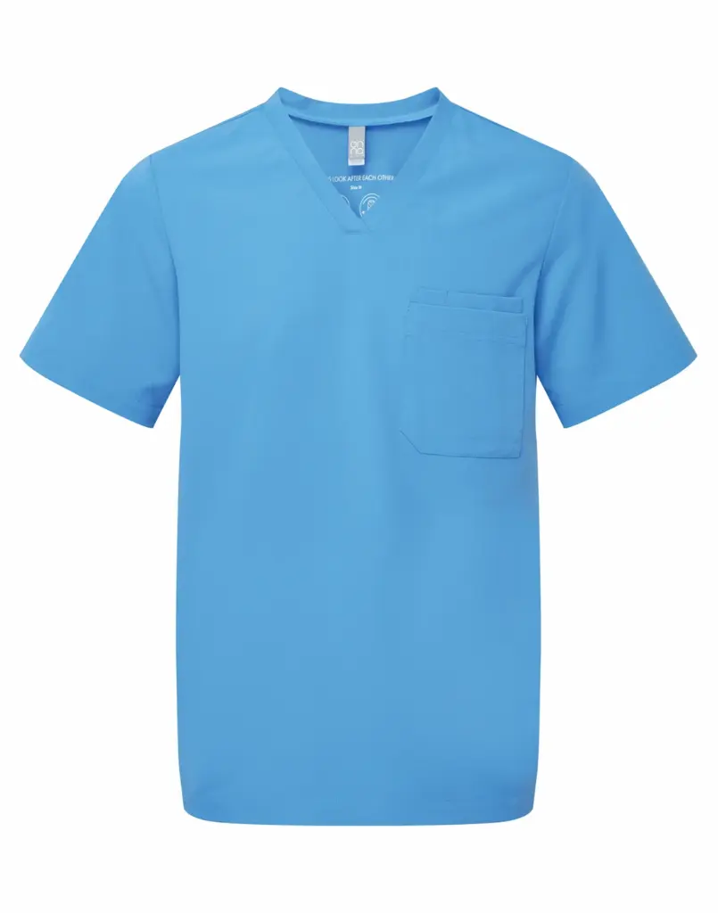 PS_NN200_CEILBLUE - Hidalgo-werbeartikel Stretch tuniek met korte mouwen voor heren, ceil blue — productfoto 4