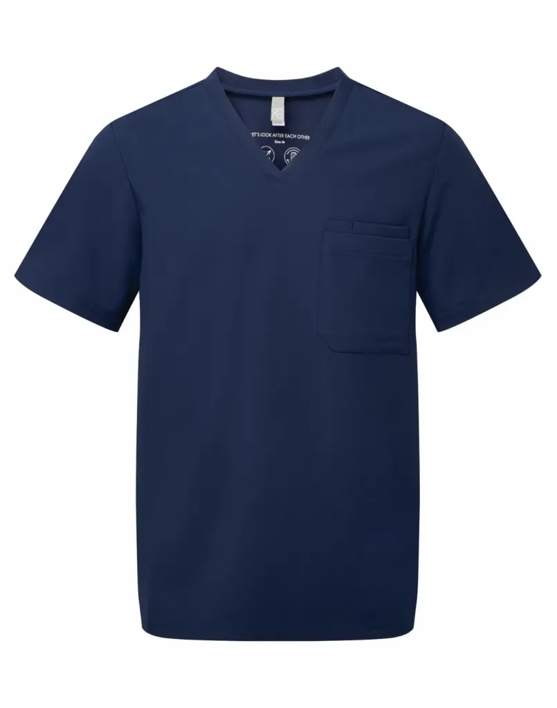 PS_NN200_NAVY - Hidalgo-werbeartikel Stretch tuniek met korte mouwen voor heren, navy — productfoto 7