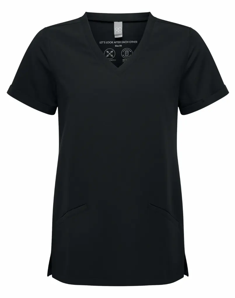 Stretch tuniek met korte mouwen voor dames, black — productfoto 3