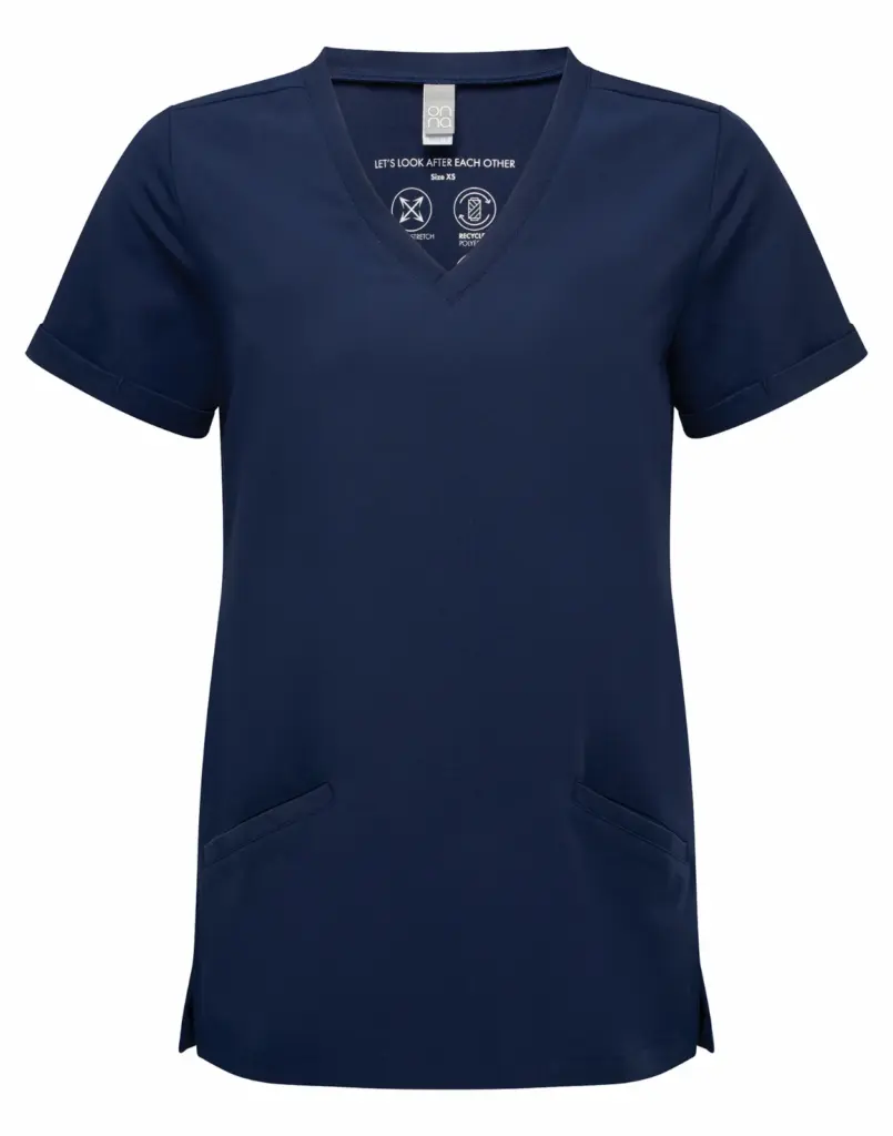 Stretch tuniek met korte mouwen voor dames, navy — productfoto 8