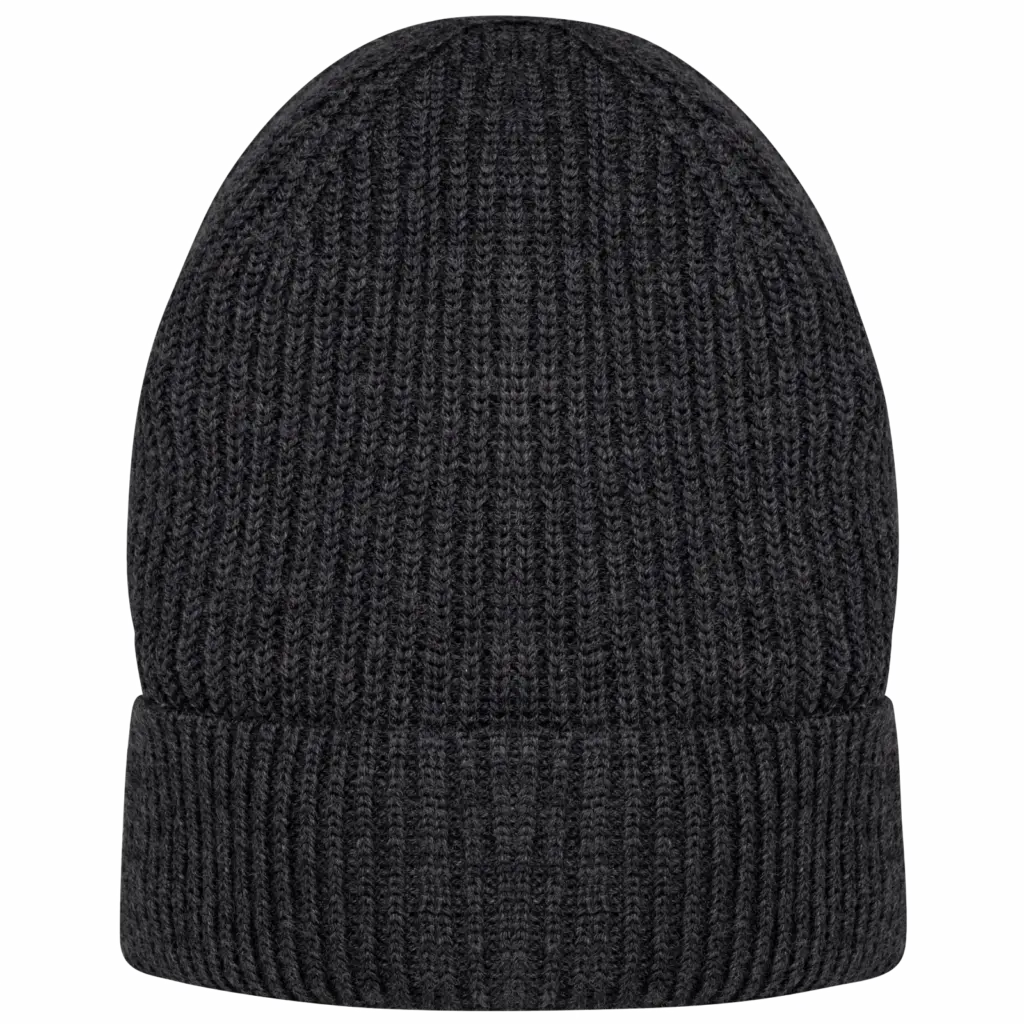 Ecologische uniseks muts van merinoswol, volcano grey heather — productfoto 7