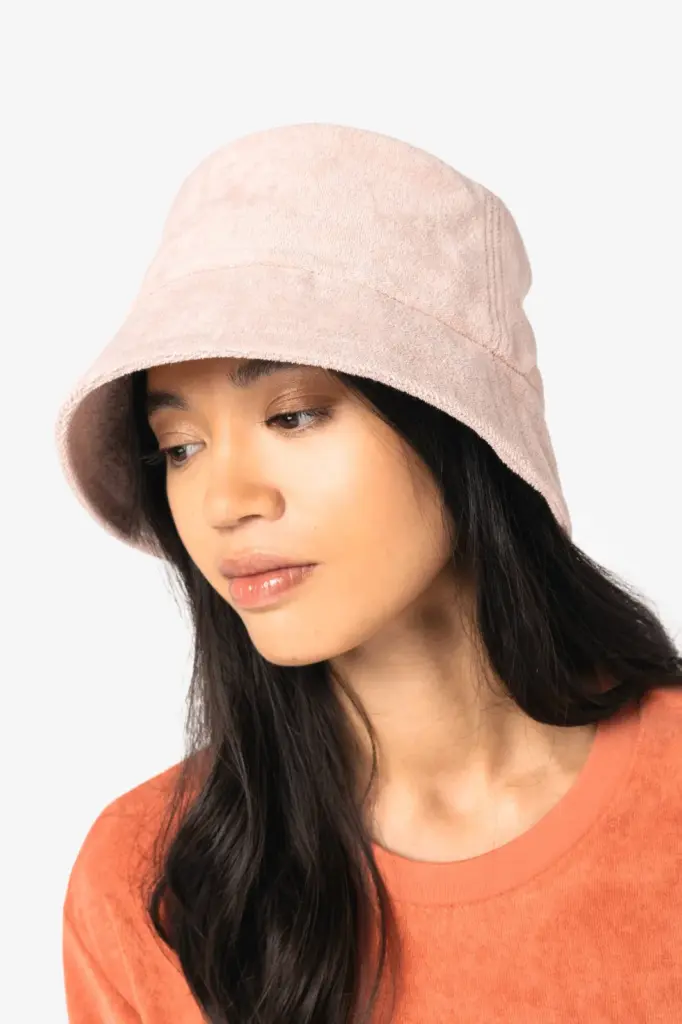 Ecologische uniseks bucket hat in badstof — productfoto 2