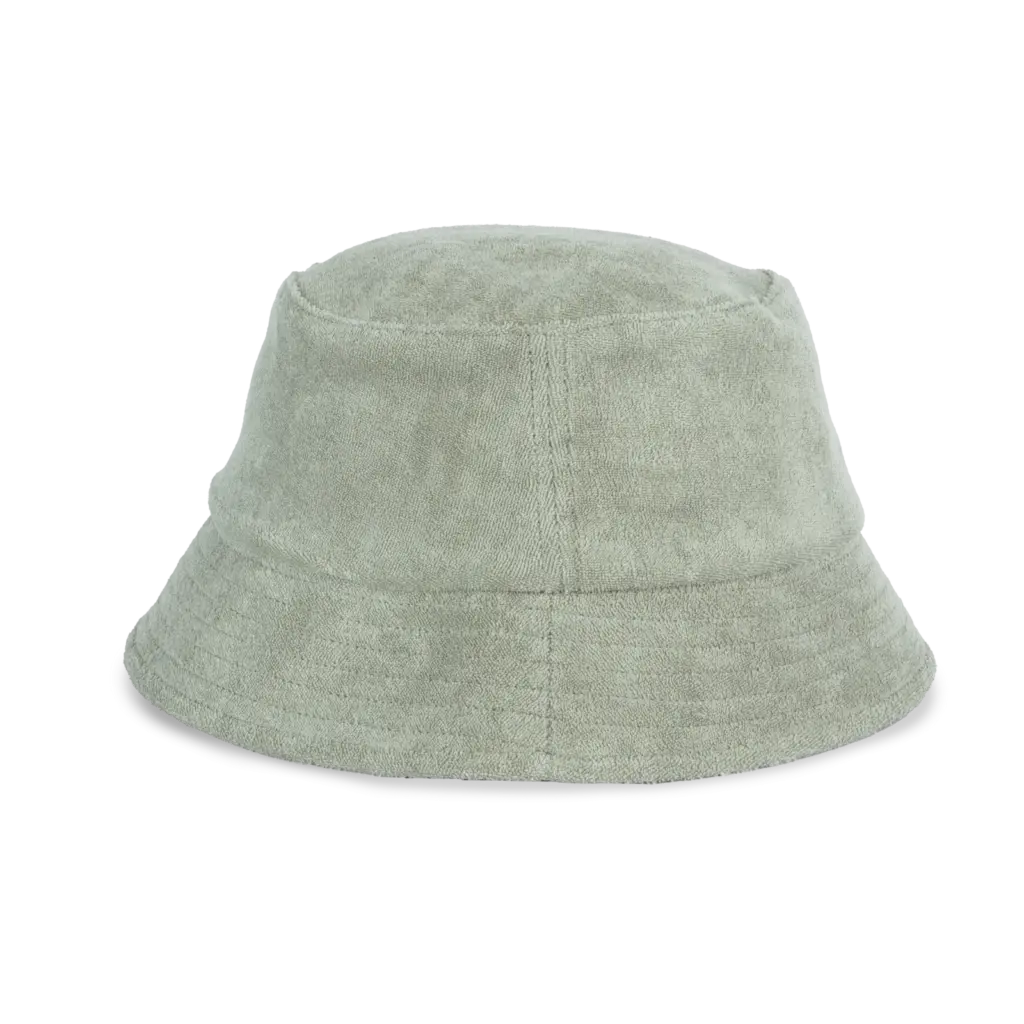 Ecologische uniseks bucket hat in badstof, almond green — productfoto 5