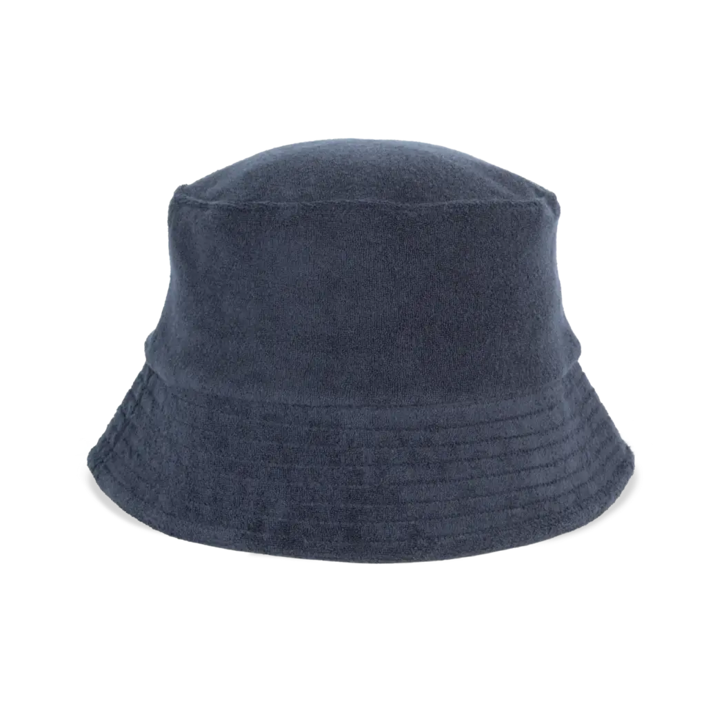 Ecologische uniseks bucket hat in badstof, navy blue — productfoto 8