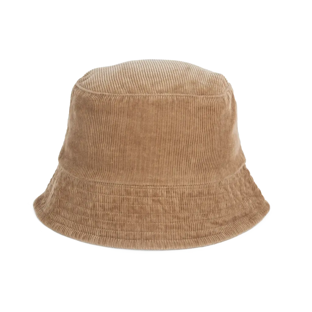 Ecologische uniseks ribfluwelen hoed, dark camel — productfoto 6
