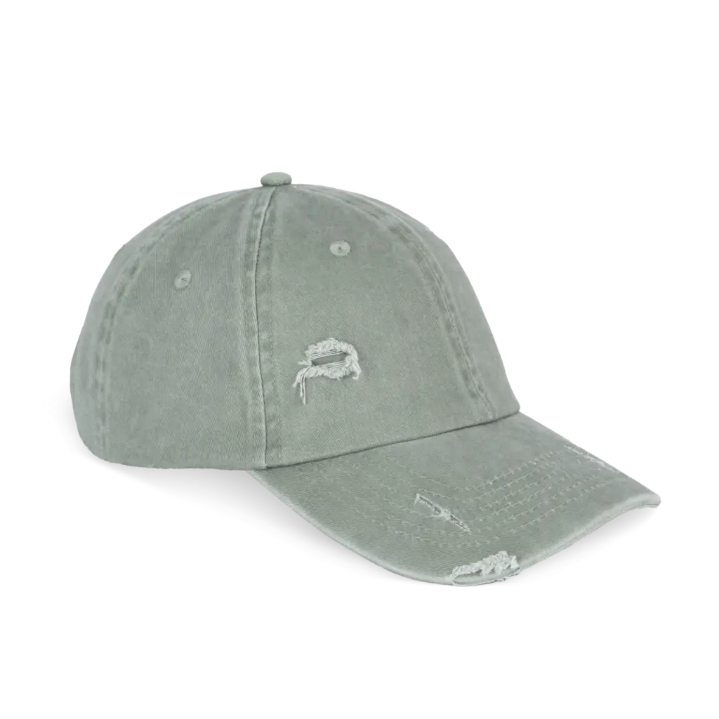 Ecologische uniseks pet met verwassen look, washed almond green — productfoto 4