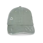 Ecologische uniseks pet met verwassen look, washed almond green — productfoto 5