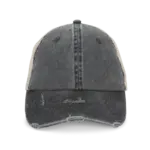 Ecologische uniseks truckerpet met verwassen look, washed black / beige — productfoto 4