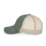 Ecologische uniseks truckerpet met verwassen look, washed organic khaki / beige — productfoto 5