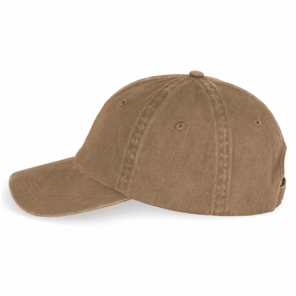 Ecologische verwassen pet uniseks, washed dark camel — productfoto 10