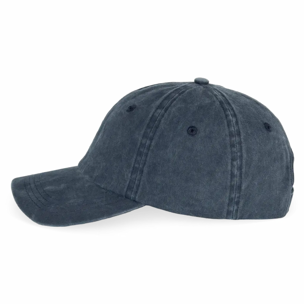 Ecologische verwassen pet uniseks, washed navy blue — productfoto 12