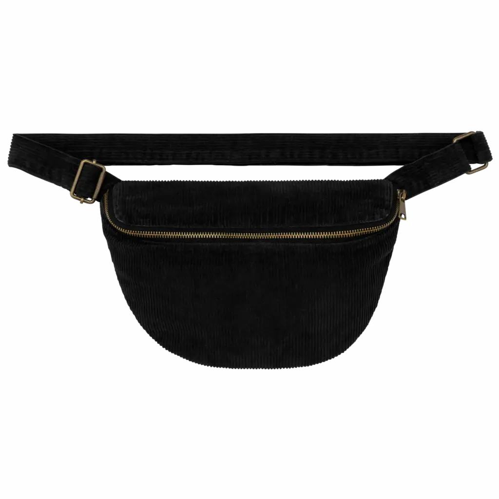 Ecologisch verwassen heuptasje van ribfluweel, washed black — productfoto 4