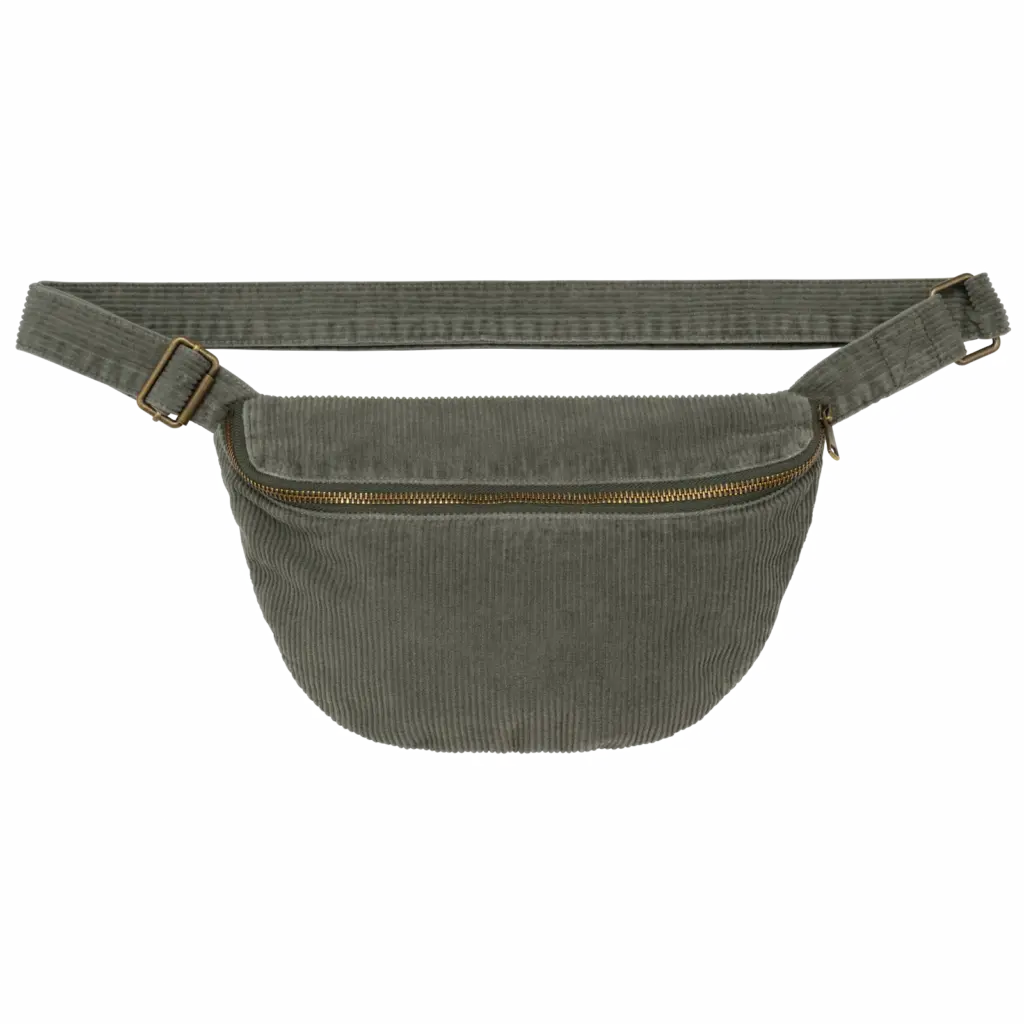 Ecologisch verwassen heuptasje van ribfluweel, washed organic khaki — productfoto 7