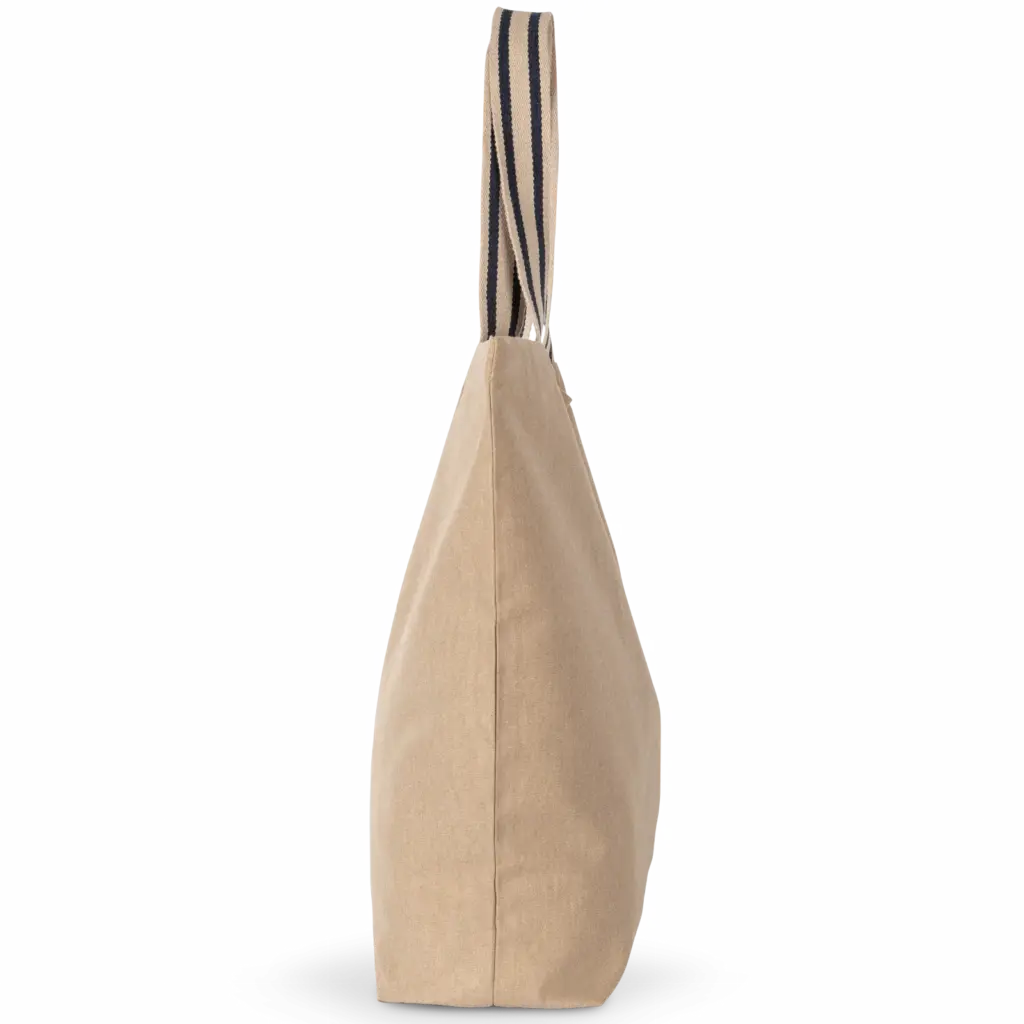Grote ecologische shopper, hemp / desert sand / horizon blue stripe — productfoto 4