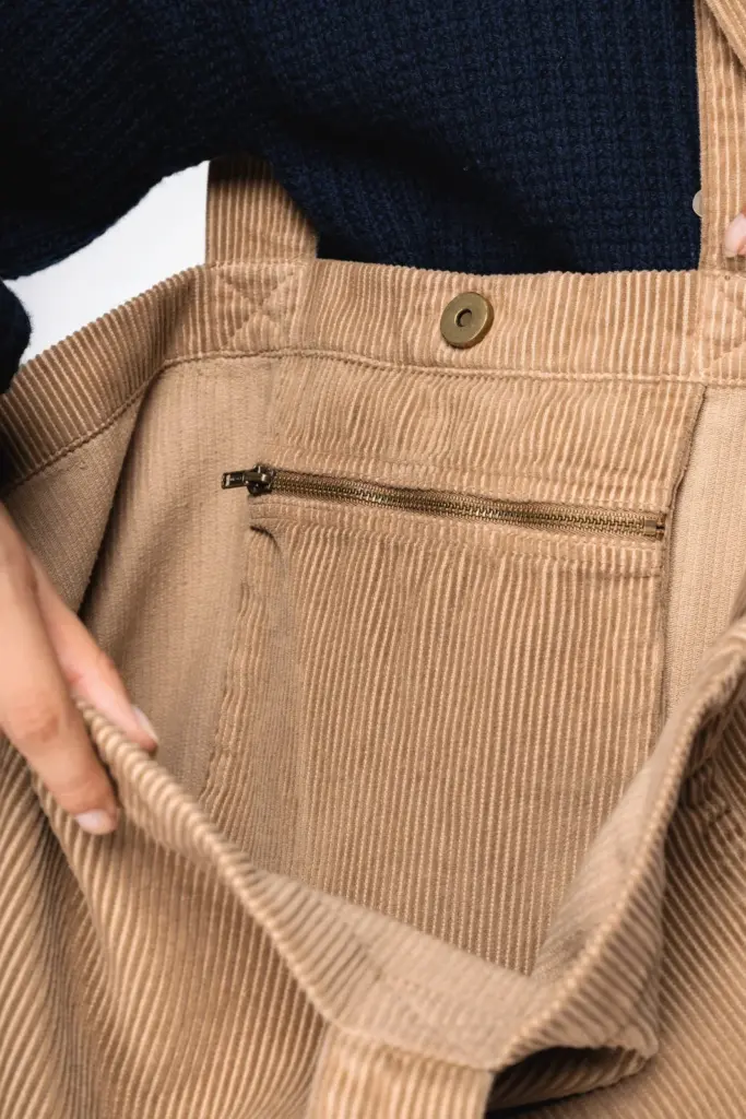 Ecologische verwassen tas van ribfluweel — productfoto 3