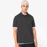 Ecologische verwassen herenpolo van jersey — productfoto 2