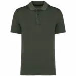 Ecologische verwassen herenpolo van jersey, washed organic khaki — productfoto 8