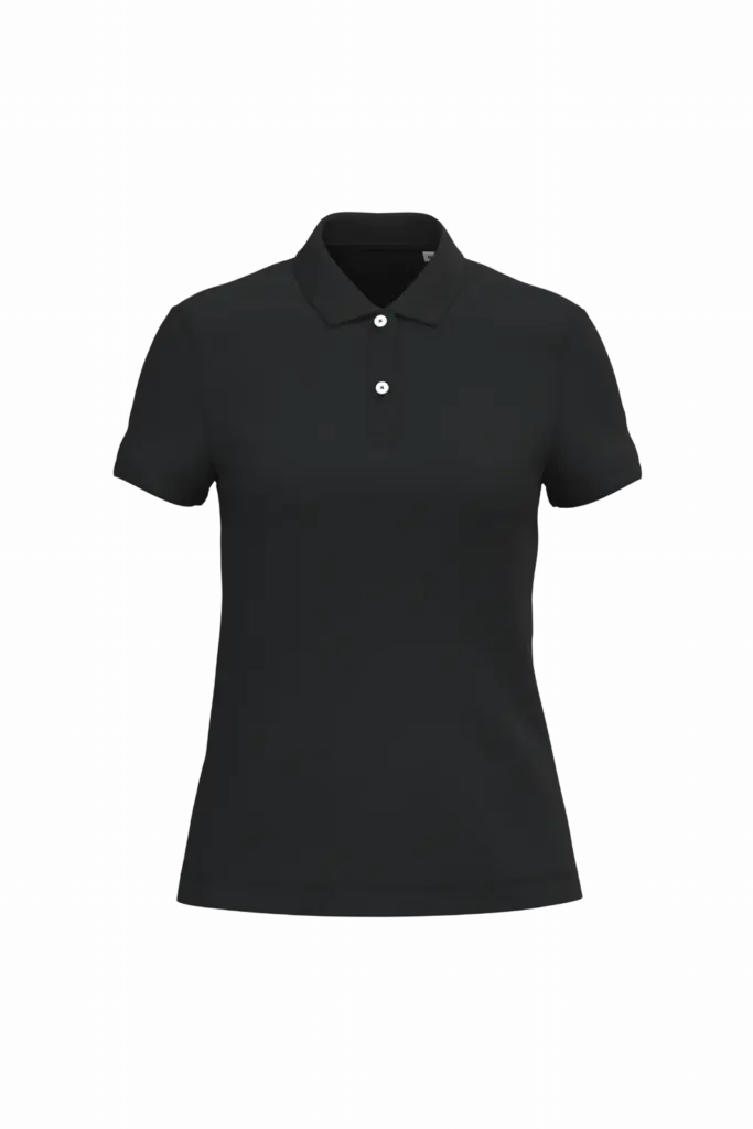 Ecologische damespolo in piquétricot, black — productfoto 7